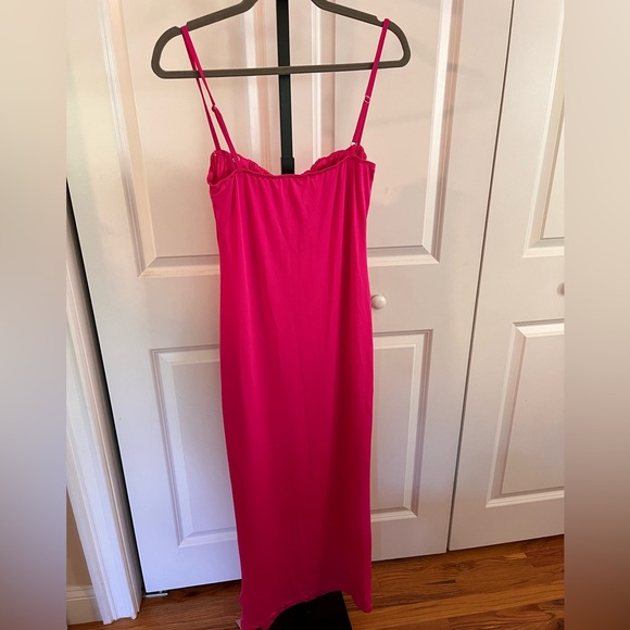 Micas Hot Pink Solid Slip Maxi Dress - Large - Picture 6 of 8